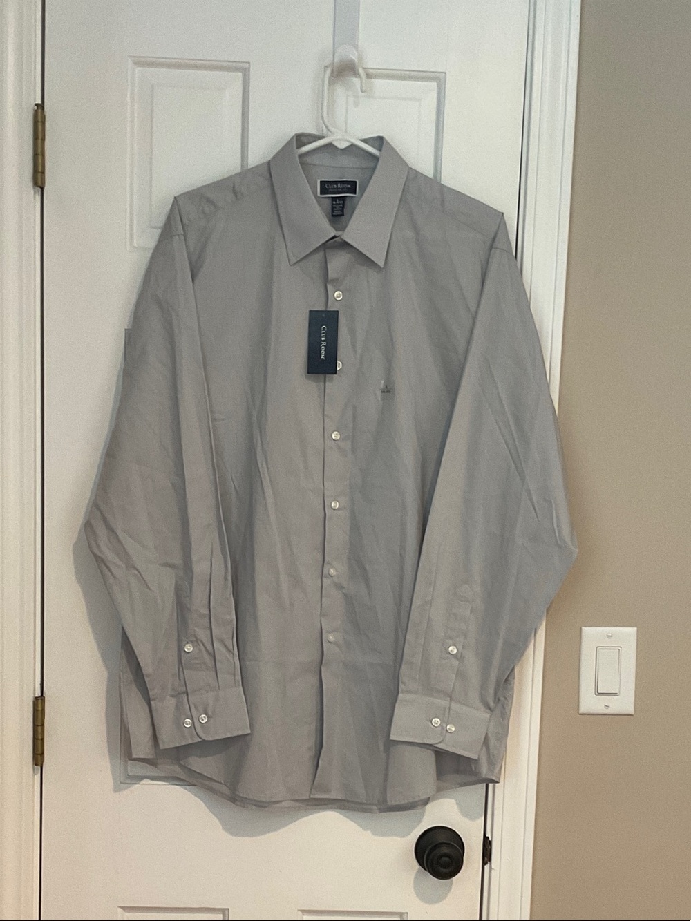 Club Room Men's Light Gray Long-Sleeve Dress Shirt